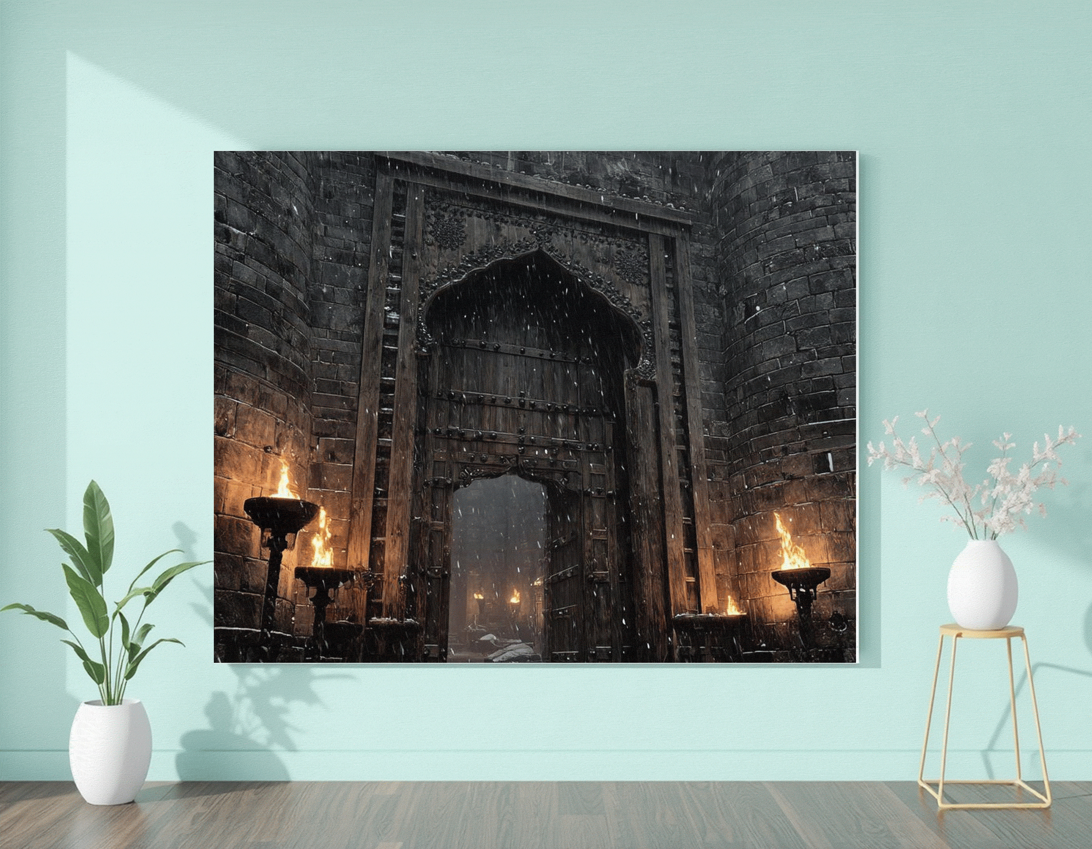 古风大门艺术画