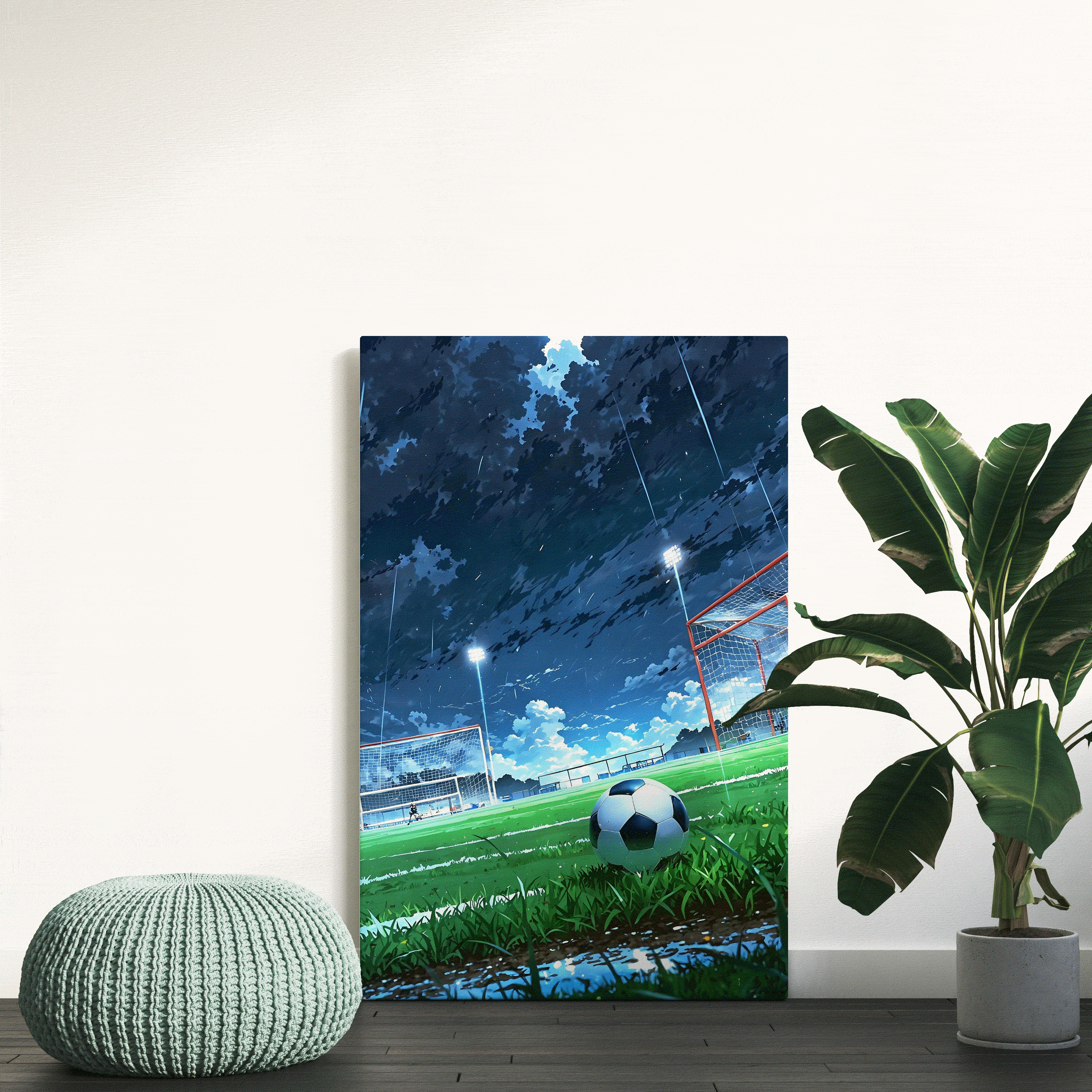 足球场夜景挂画