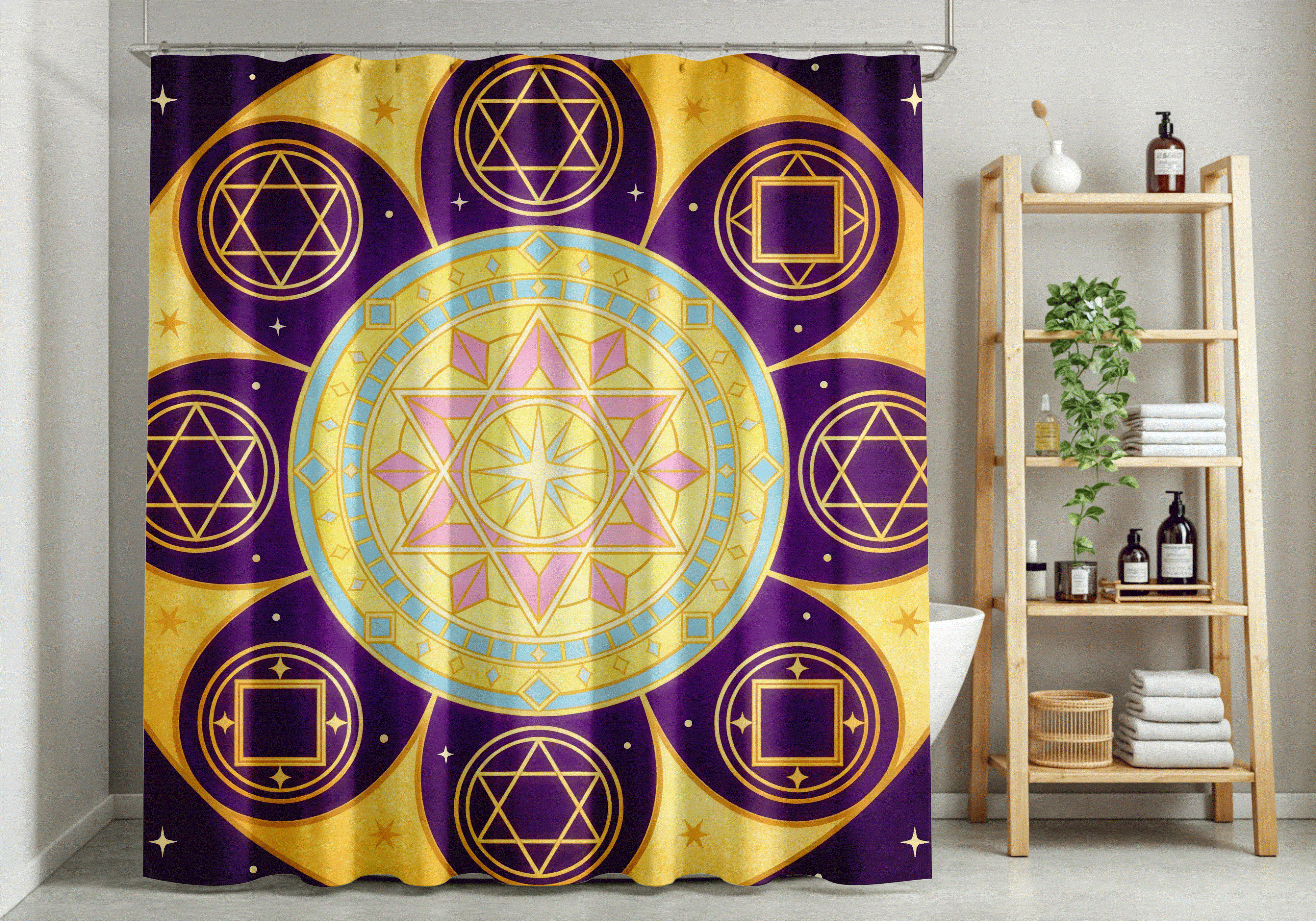 神秘几何图案浴帘