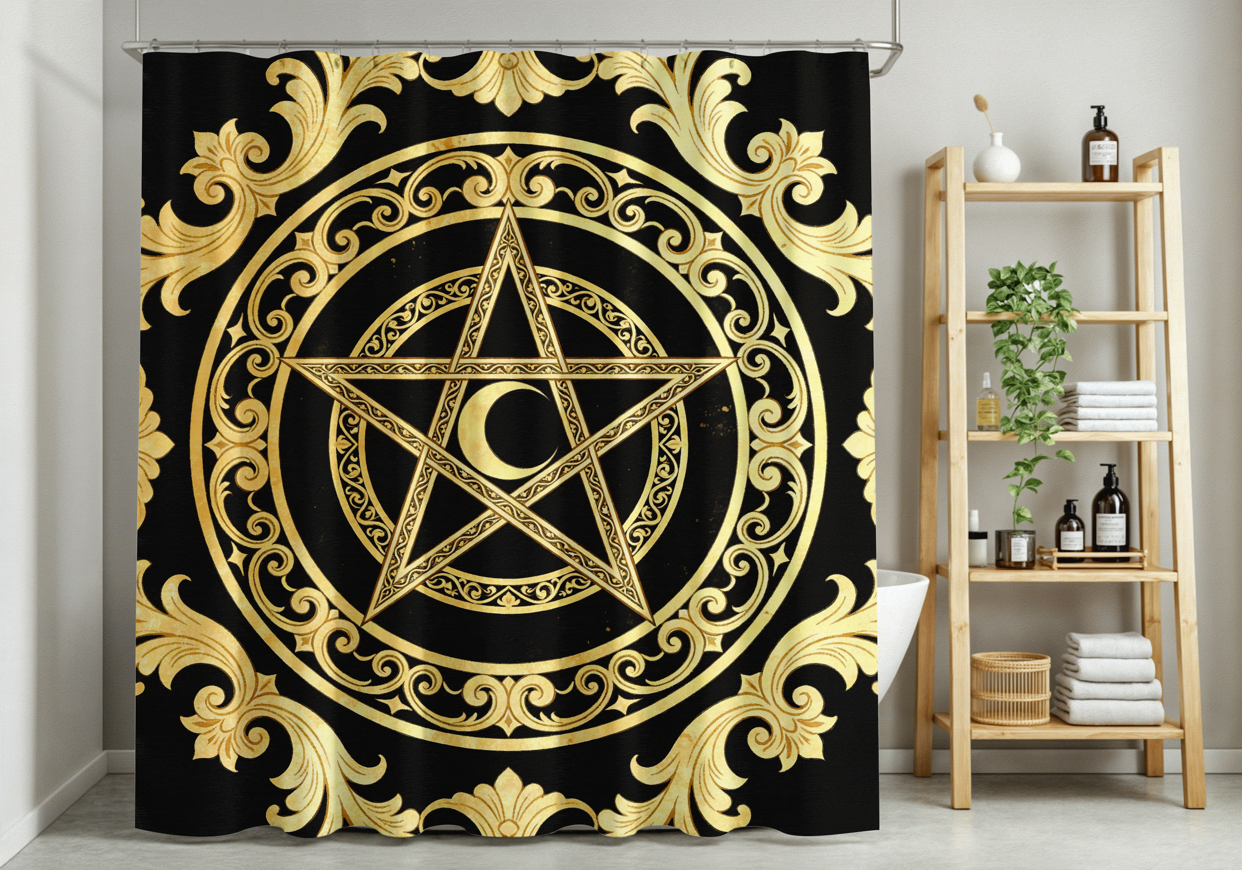 金色五芒星浴帘
