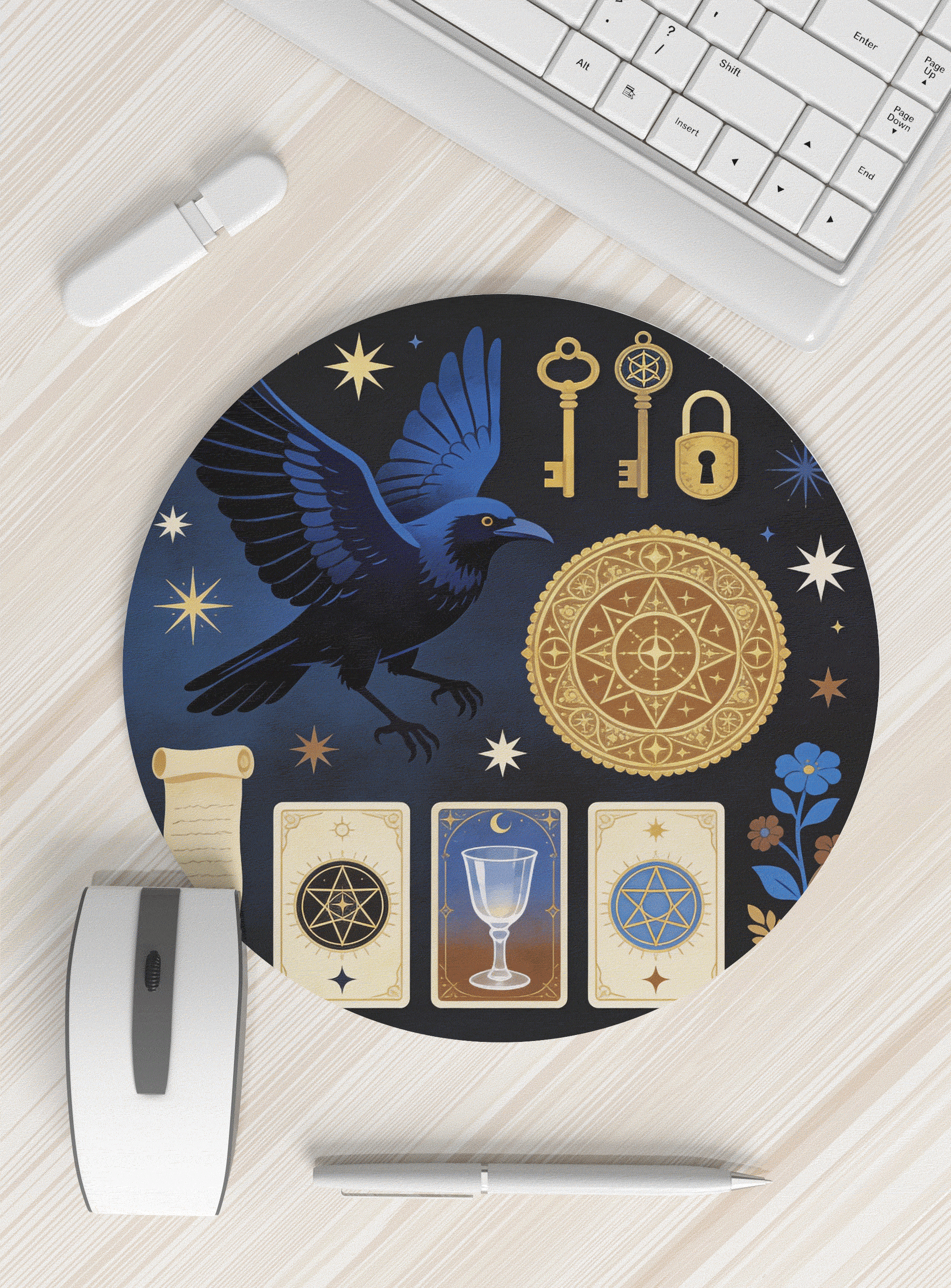 神秘乌鸦图案鼠标垫