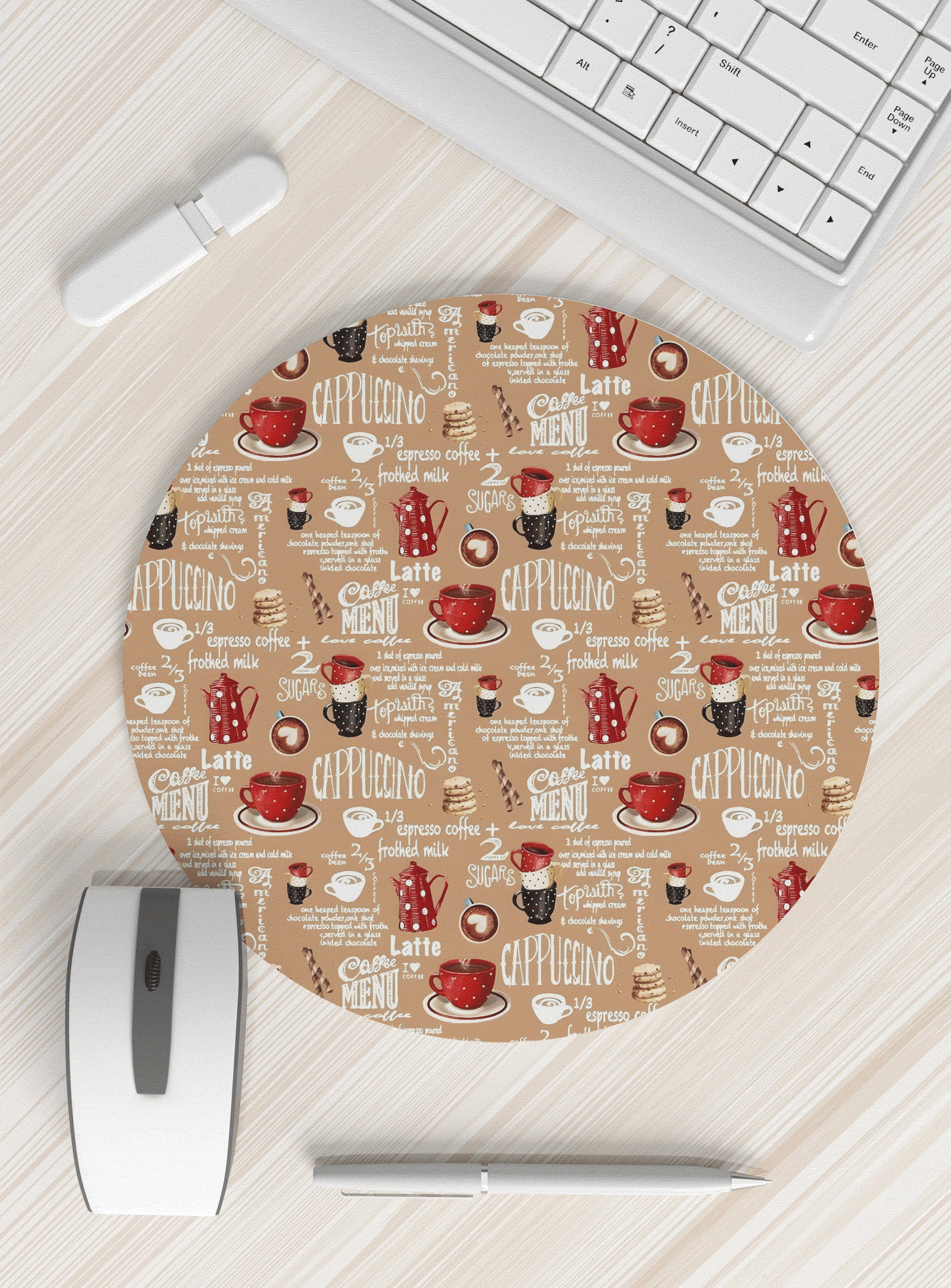 咖啡主题圆形鼠标垫