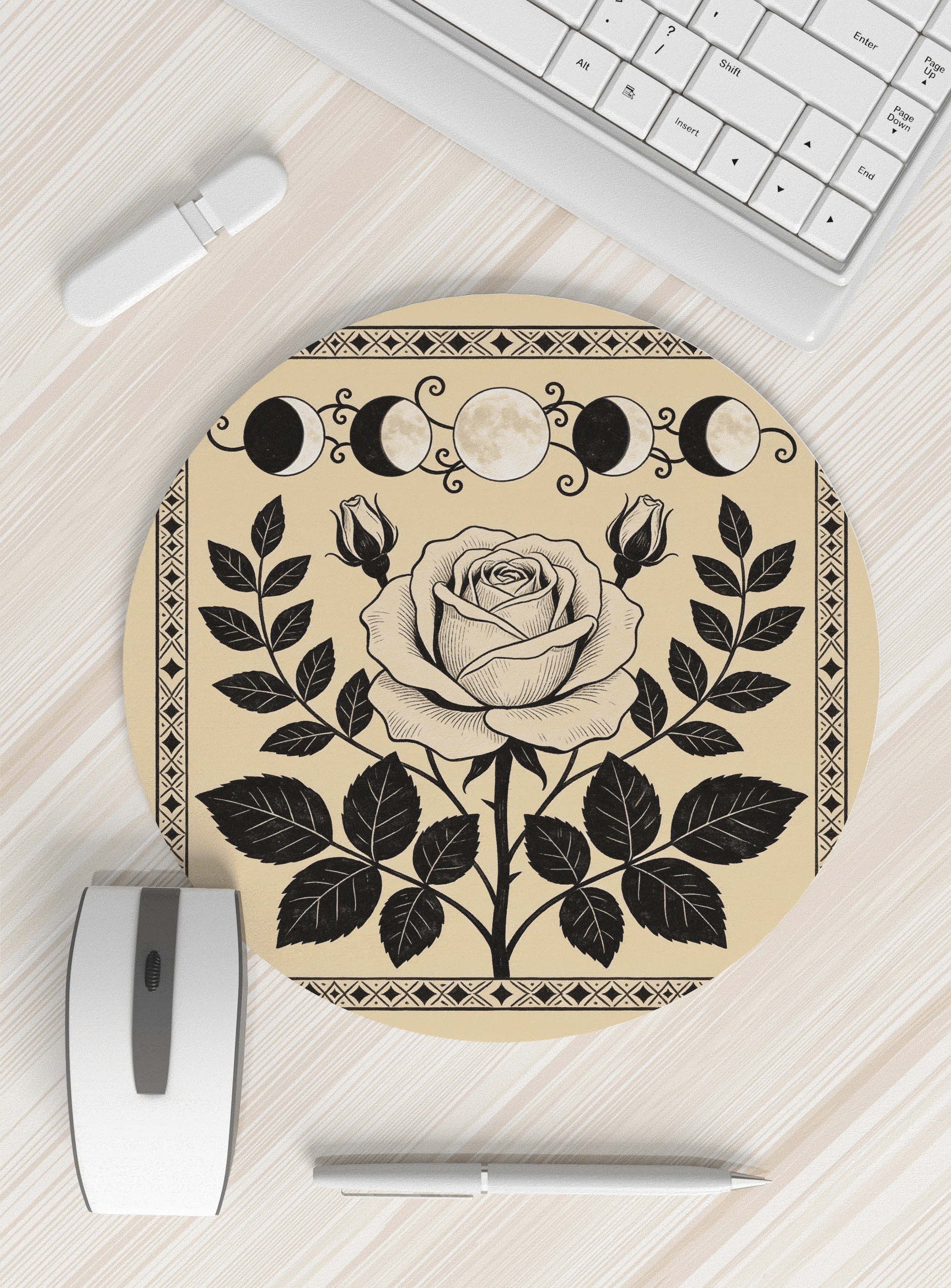 月相玫瑰鼠标垫
