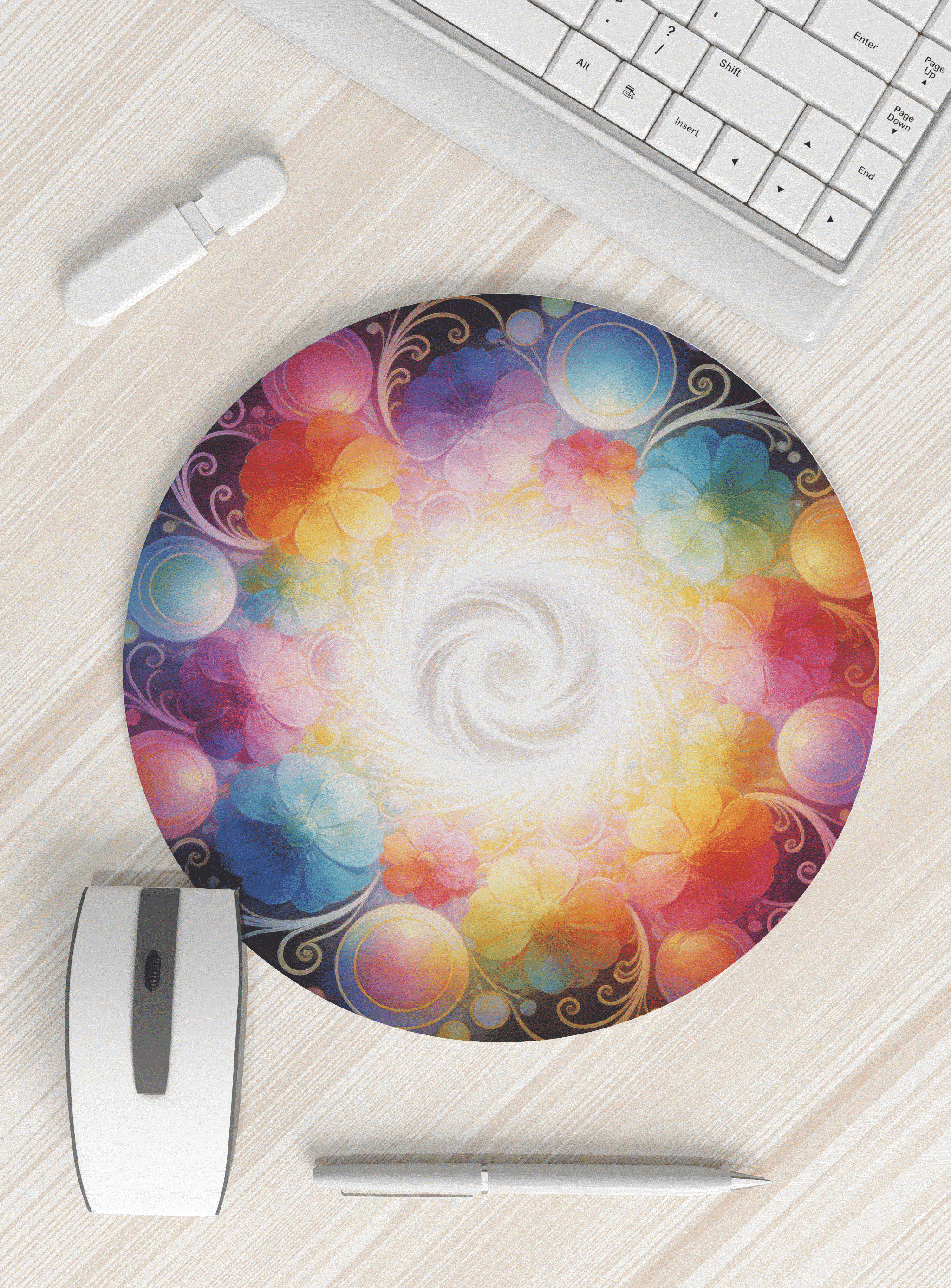 圆形花卉鼠标垫