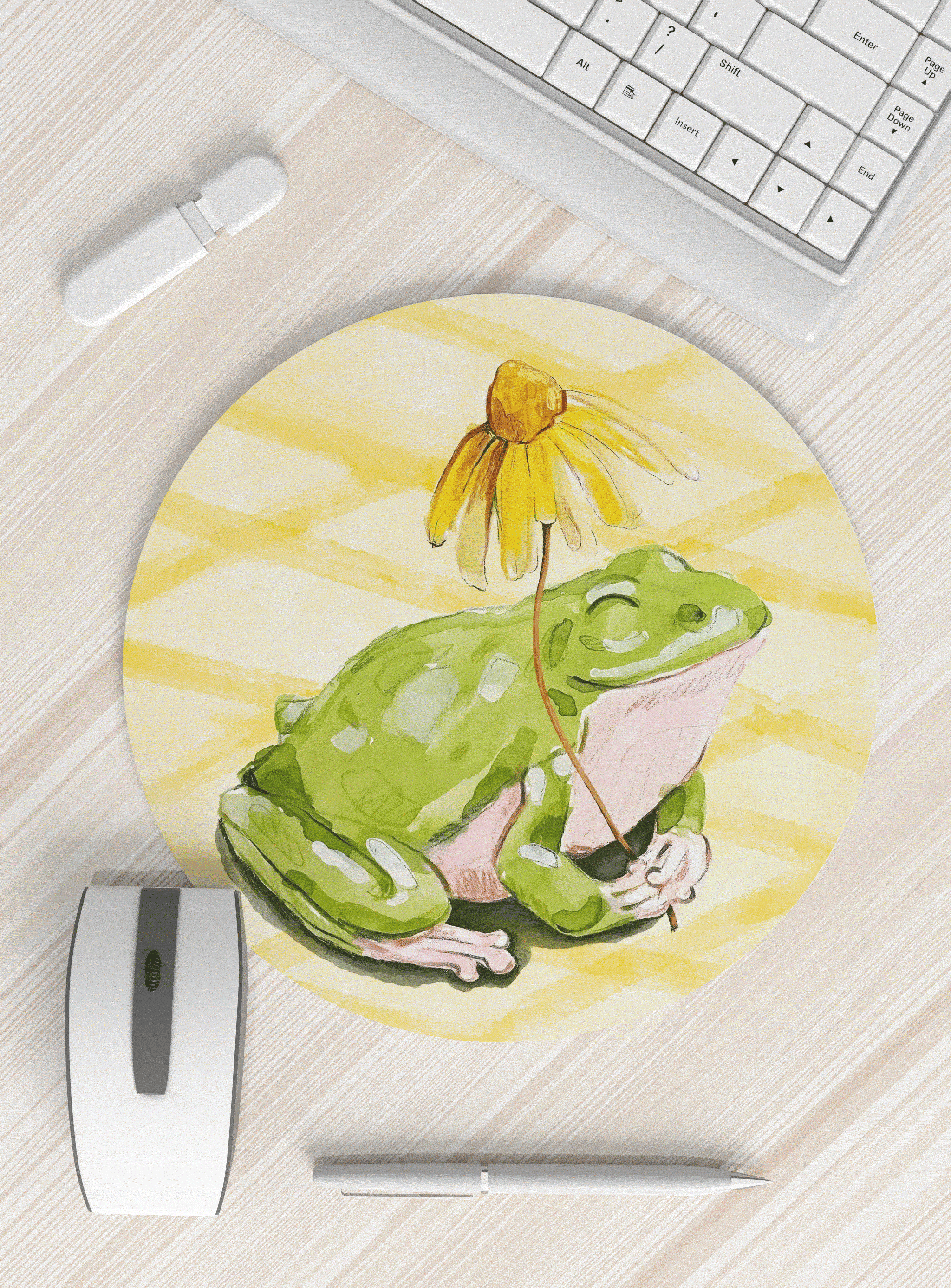 青蛙图案圆形鼠标垫