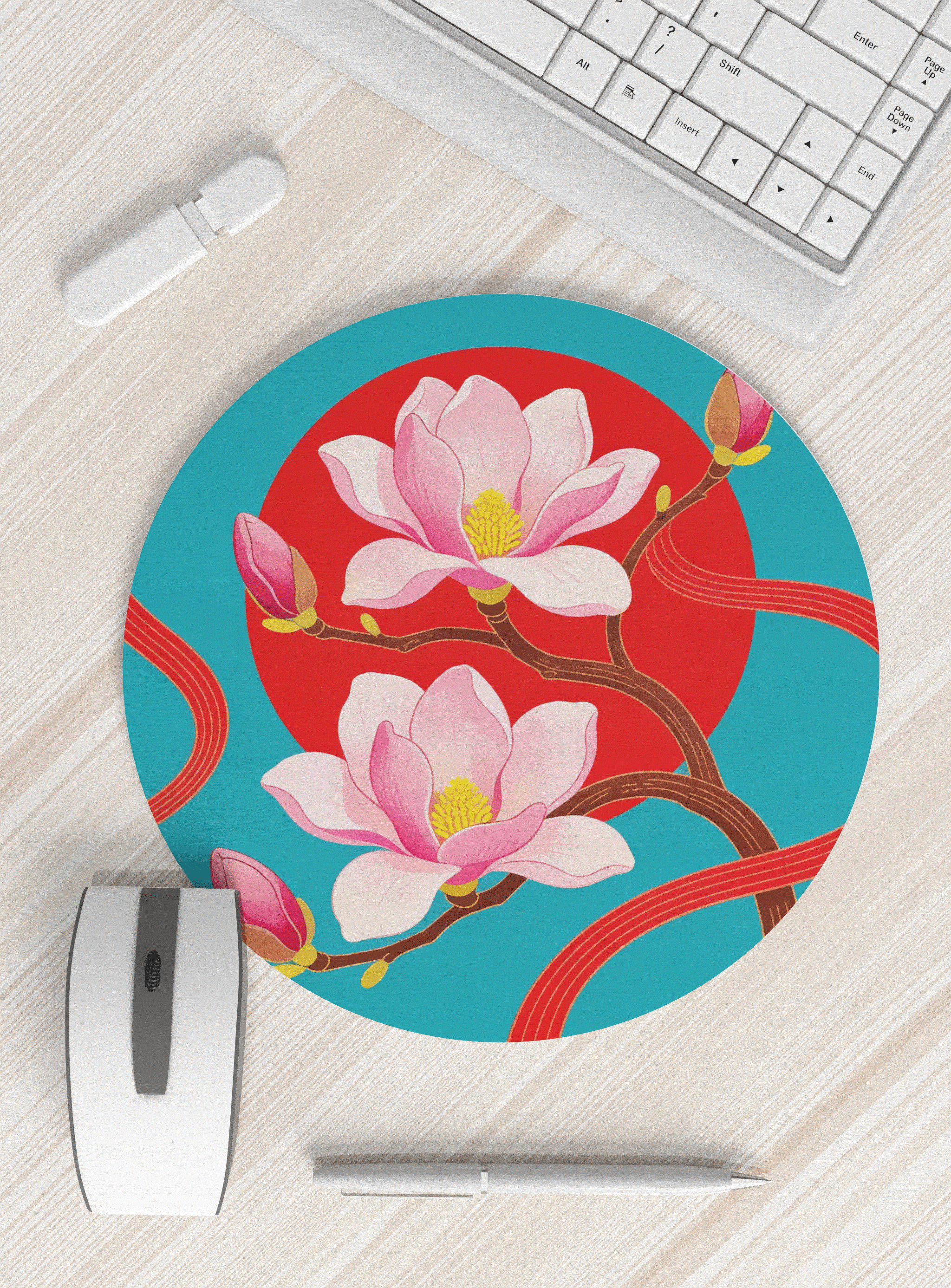 圆形花卉鼠标垫