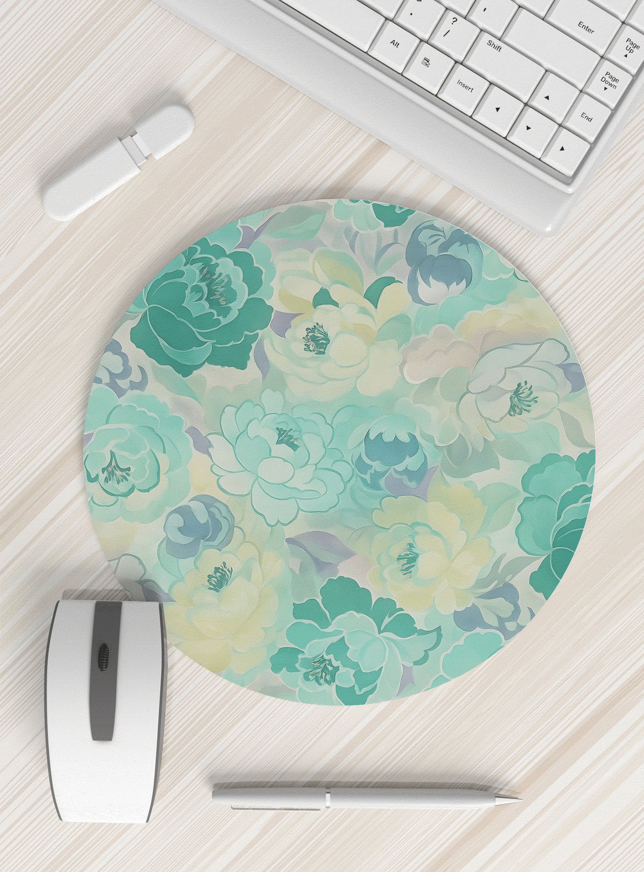 圆形花卉鼠标垫