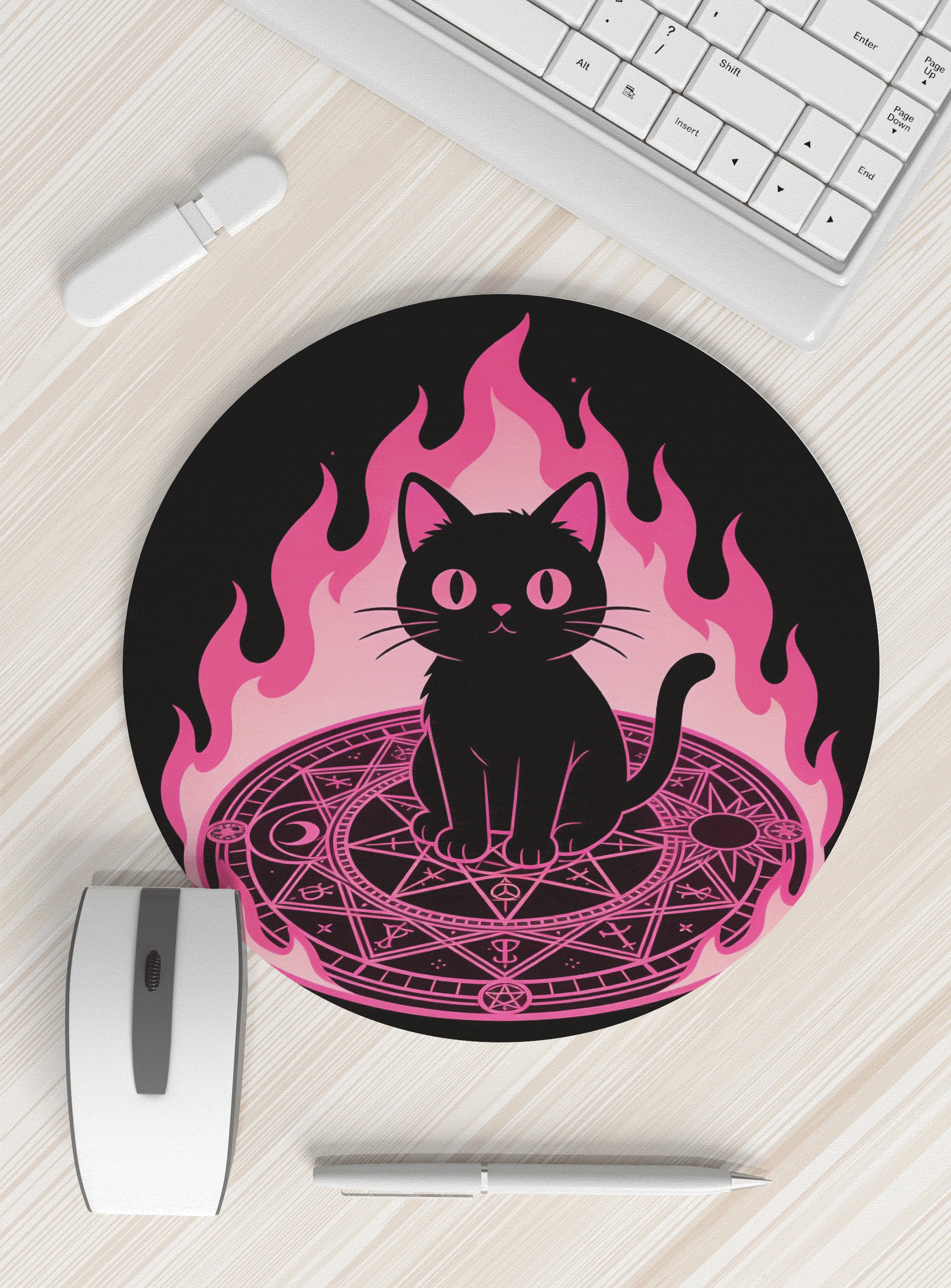 黑猫火焰鼠标垫
