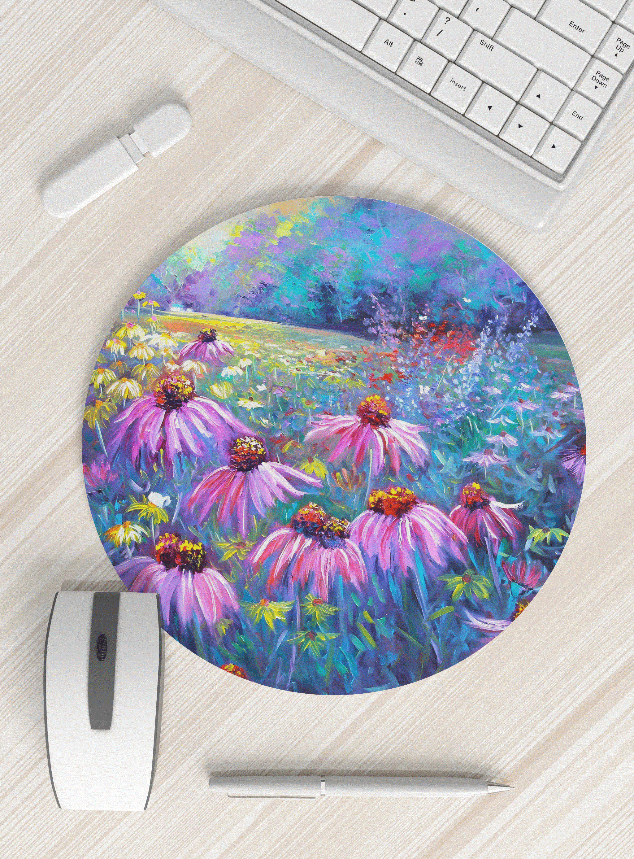 圆形花卉鼠标垫