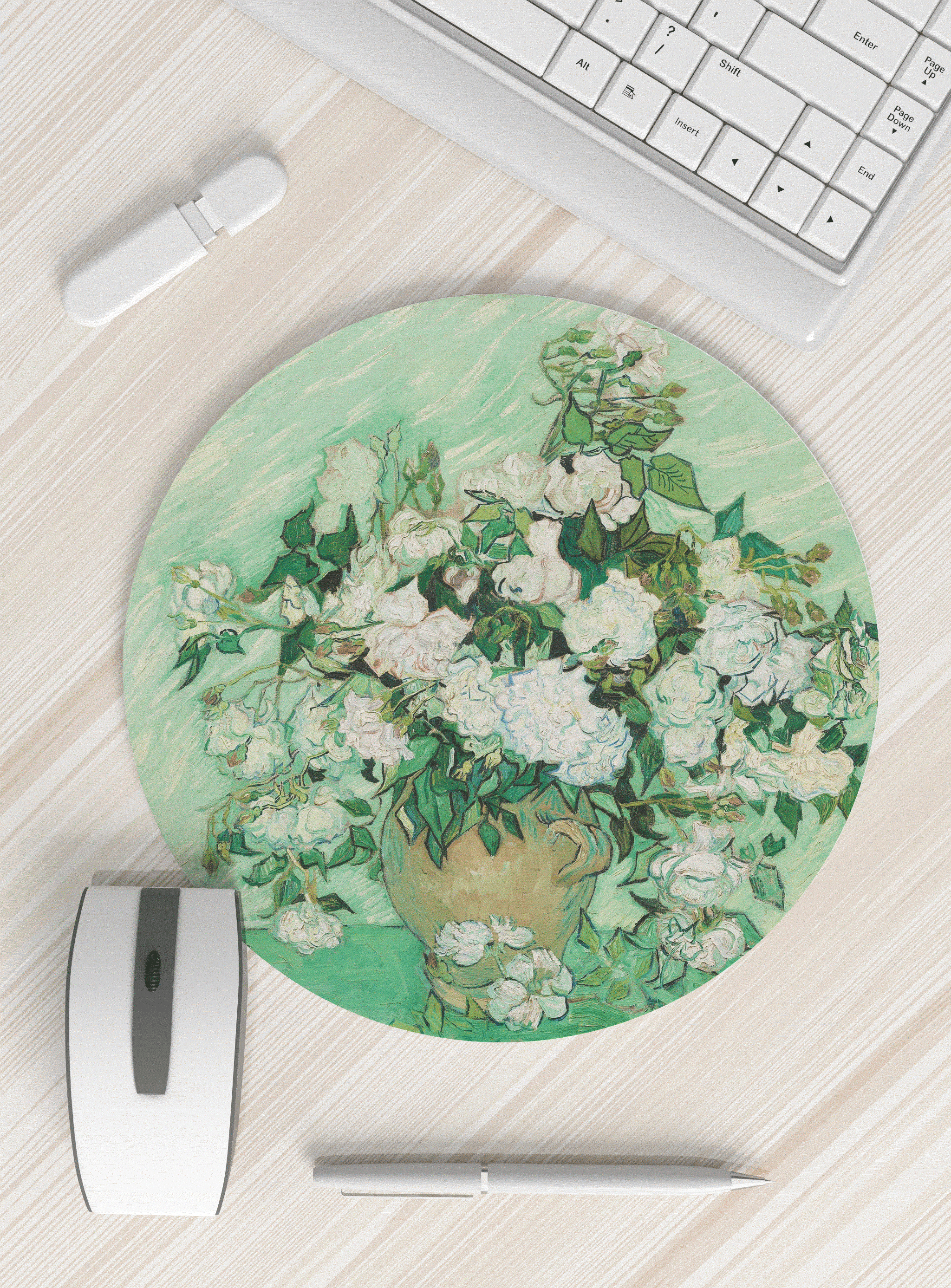 梵高花卉圆形鼠标垫