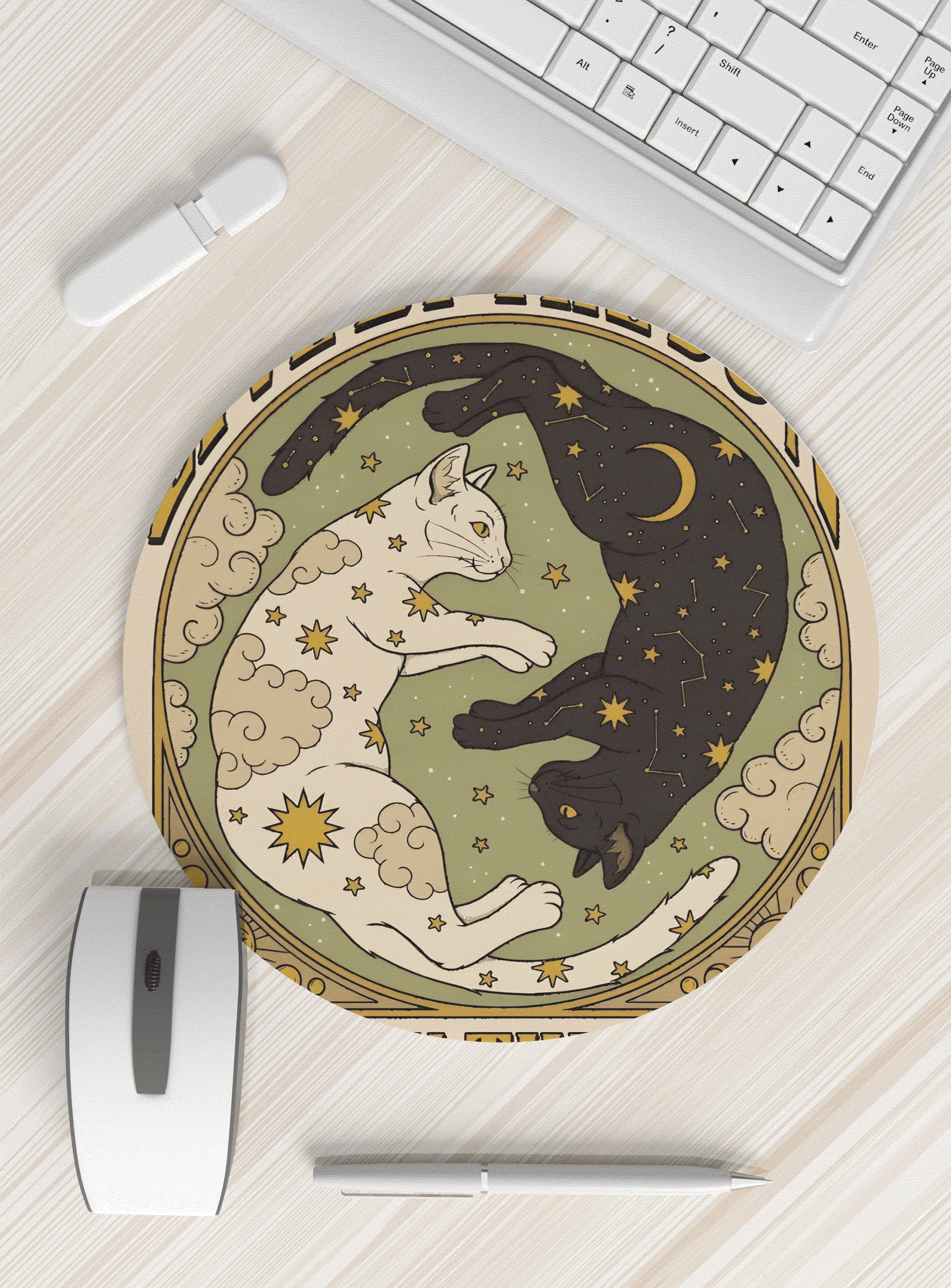 双猫星月鼠标垫