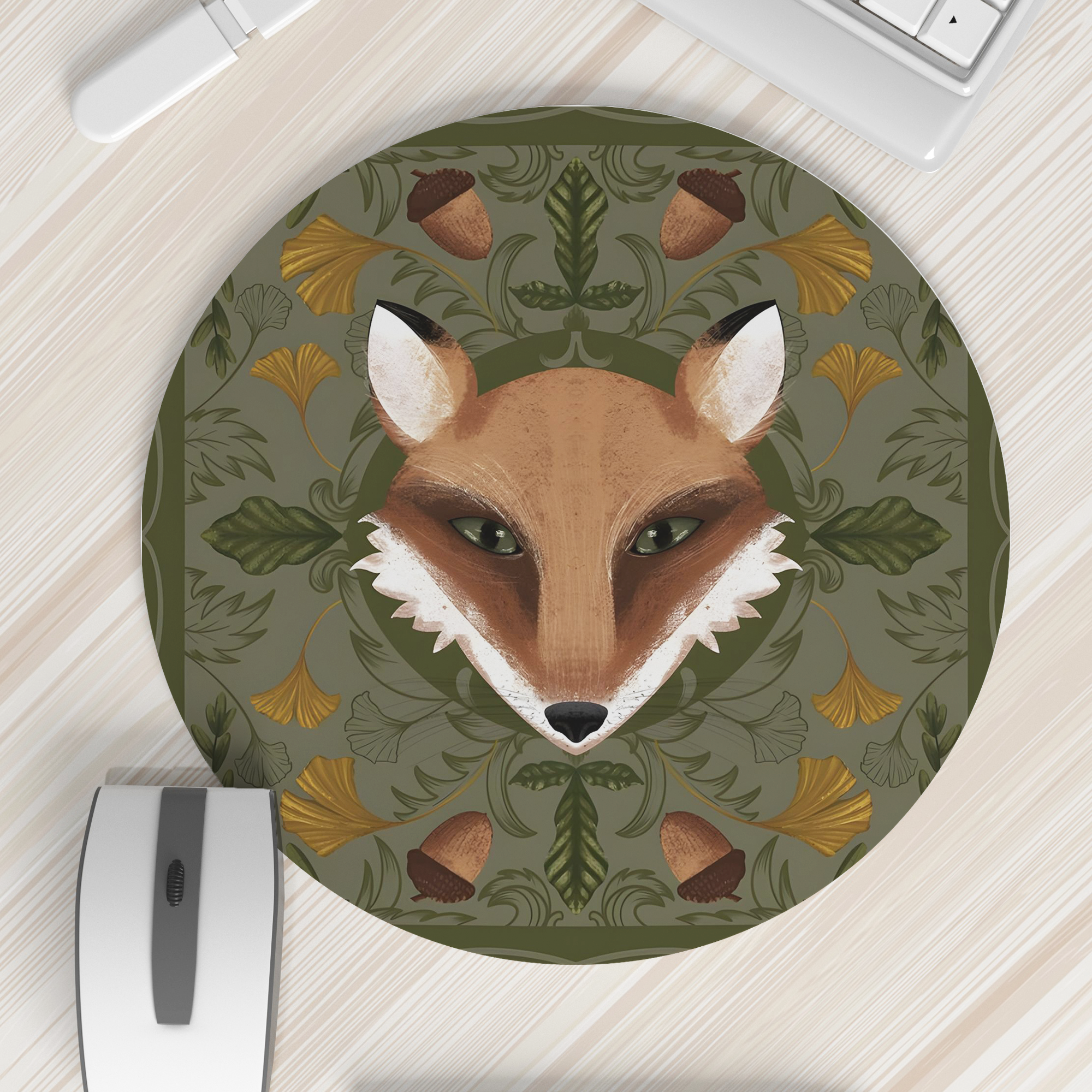 狐狸图案圆形鼠标垫