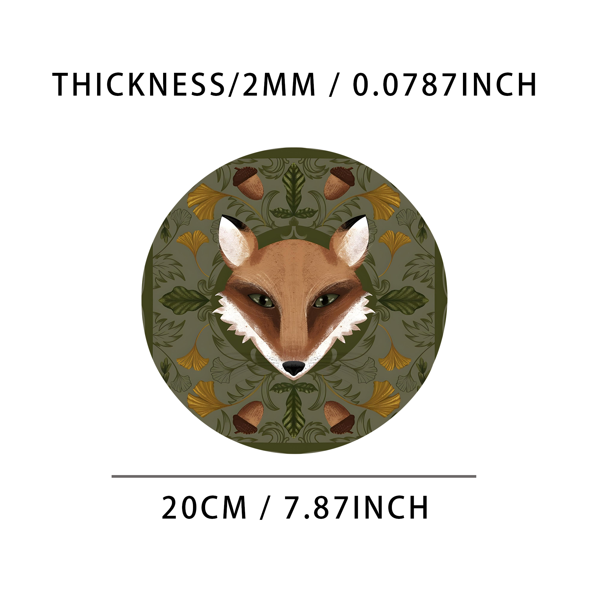 狐狸头图案圆形鼠标垫-4